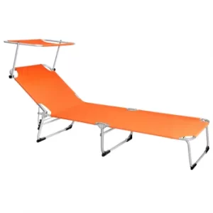 Image of Sun Lounger Hawaii Orange Aluminium 195x60x30cm with Suin Shade
