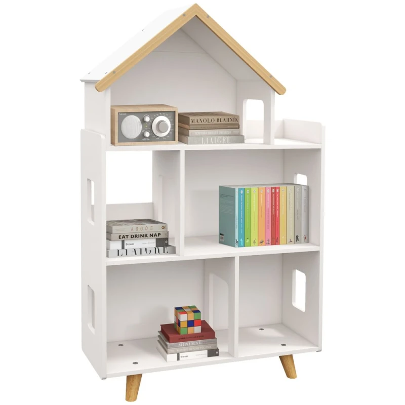 Image of Zonekiz 3 Tier Toy Storage Shelf With 6 Cubby For Playroom, Bedroom, White 311-056V80WT