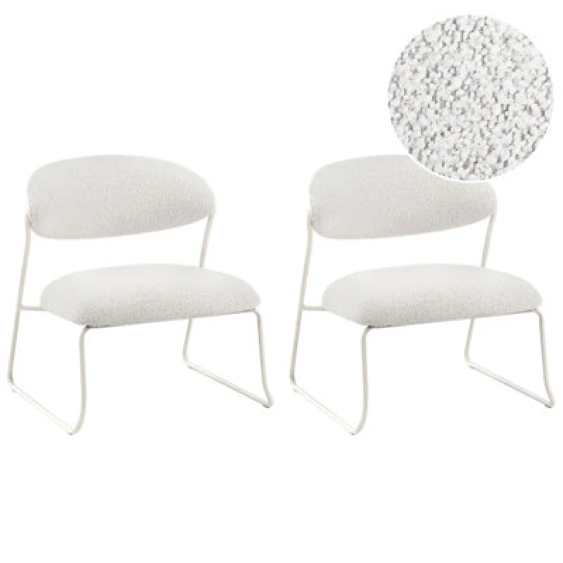 Image of Beliani Set Of 2 Fabric Armchairs Off-White Kolsva