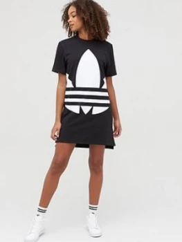 Image of adidas Originals Large Logo T-Shirt Dress - Black, Size 6, Women