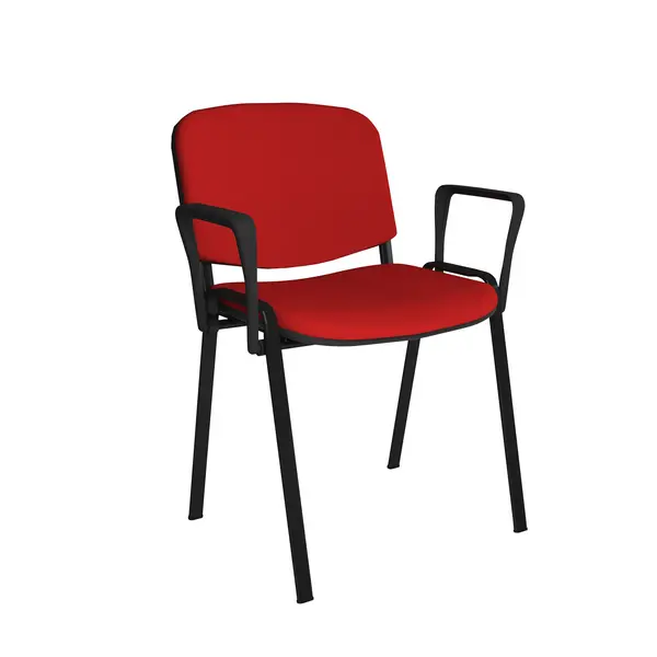 Image of Taurus Meeting Room Stackable Chair with Black Frame and Fixed Arms - Red