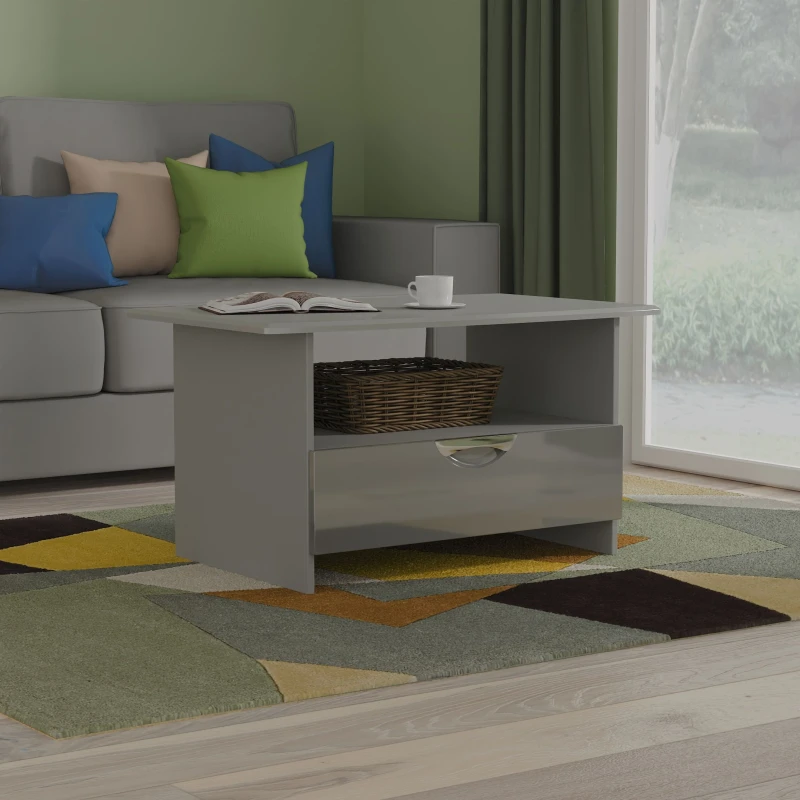 Image of Swift Alva Ready Assembled Coffee Table Grey Gloss WPZHQ Unisex