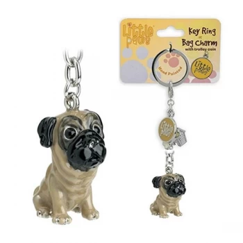 Image of Little Paws Key Ring Pug - Tan