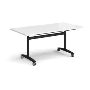 Image of Rectangular deluxe fliptop meeting table with Black frame 1600mm x 800mm - white