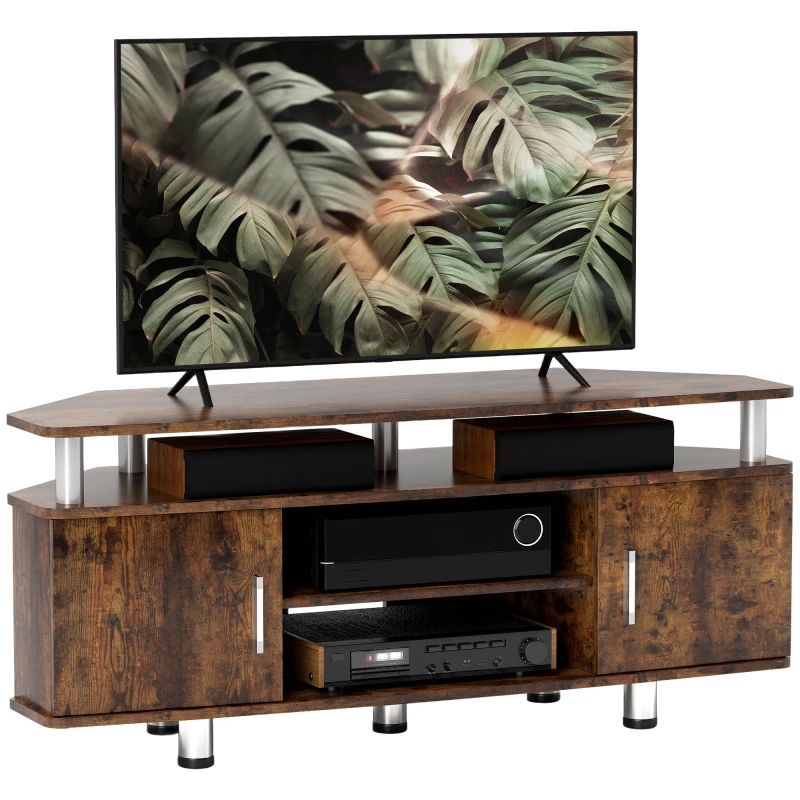 Image of HOMCOM TV Unit Cabinet with Storage Shelves Entertainment Center Rustic Brown TJ Hughes 5061025089598