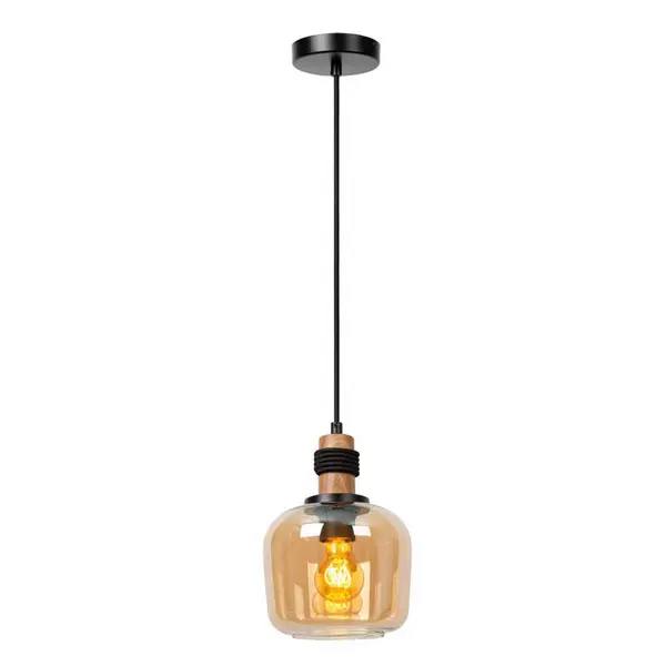 Image of Lucide Lucide Ilona Small Glass Ceiling Pendant Light - Amber