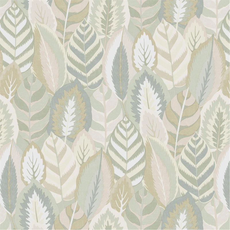 Image of SUBLIME ARTY LEAVES SAGE WALLPAPER, Green 121807