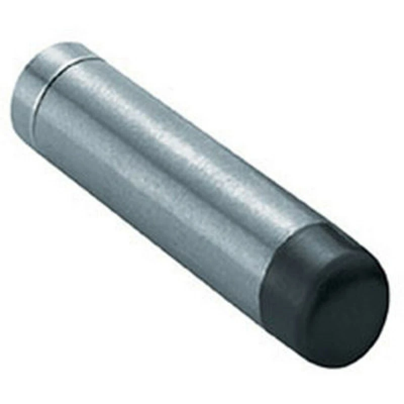 Image of Loops Wall Mounted Doorstop Cylinder with Rubber Tip 74 x 16mm Satin Steel Metallics