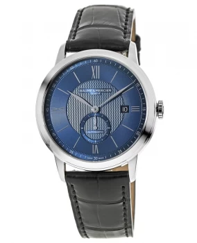 Image of Baume & Mercier Classima Automatic Blue Dial Black Leather Strap Mens Watch 10480 10480