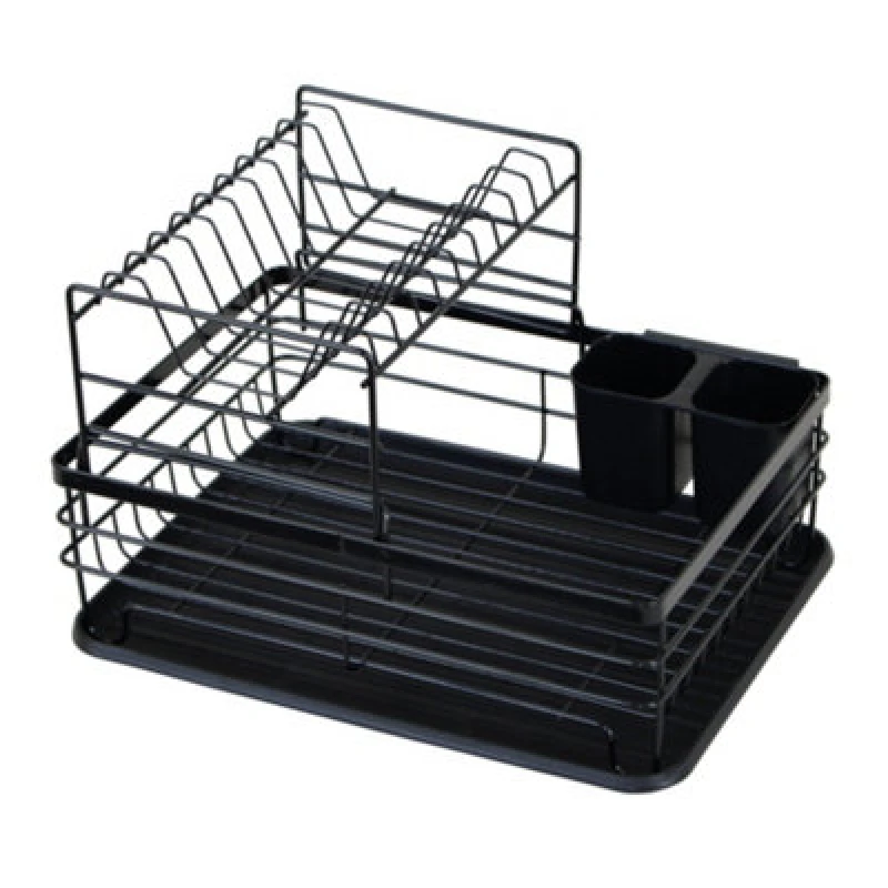 Image of Oypla 2 Tier Multifunction Dish Drainer Drying Rack Black
