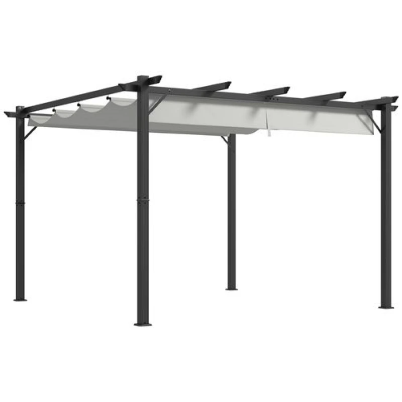 Image of Outsunny 3x3(m) Pergola Gazebo Sun Shade Shelter Aluminium Garden Canopy Grey - Outsunny 5056725371678