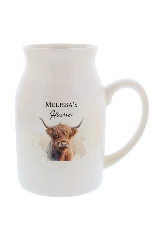 Image of Personalised Highland Cow Flower Jug Vase