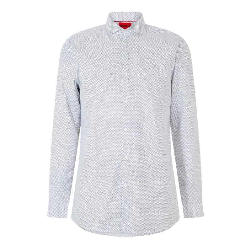 Image of Hugo Mens Errik Long Sleeve Oxford Shirt Open White male 14 inch