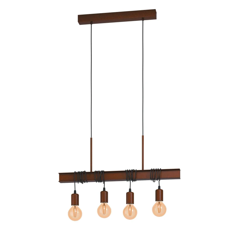 Image of EGLO EGLO Townshend Steel 4 Light Ceiling Light - Antique Brass