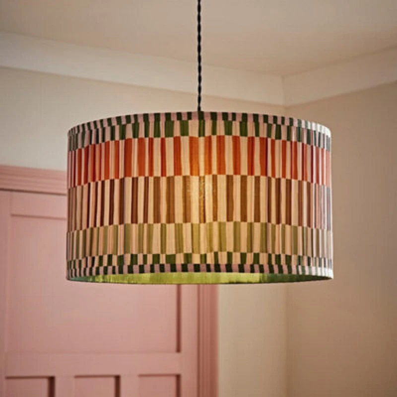Image of ValueLights ValueLights Rae Pleated Stripe Neutral Drum Easy Fit Ceiling Light Lamp Shade in Natural Size: Large Natural Large Unisex 5016529272984