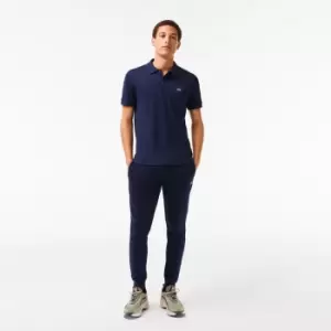 Image of Mens Lacoste Organic Cotton Fleece Trackpants Size 6 - XL Navy Blue