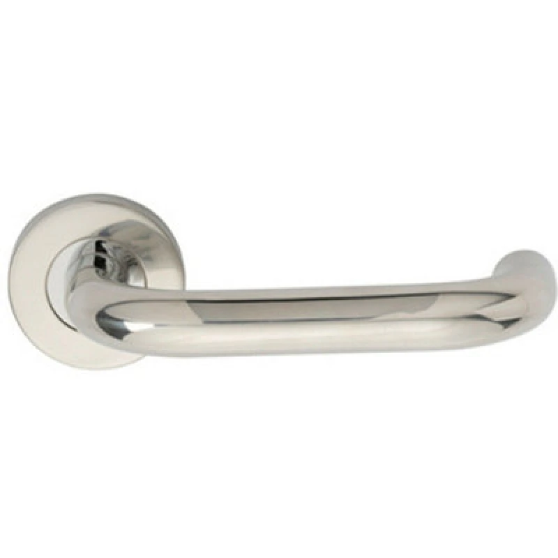Image of Loops PAIR 19mm Round Bar Safety Handle on Round Rose Concealed Fix Polished Steel Metallics