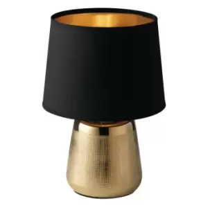 Image of Netlighting Ecstasy Ceramic Table Lamp with Fabric Shade, Black Gold, E14