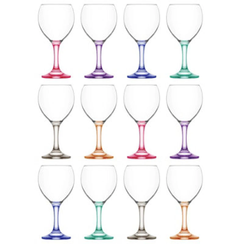 Image of LAV Glassware Lav Misket Wine Glasses - 260ml - Coloured Stem - Pack Of 12
