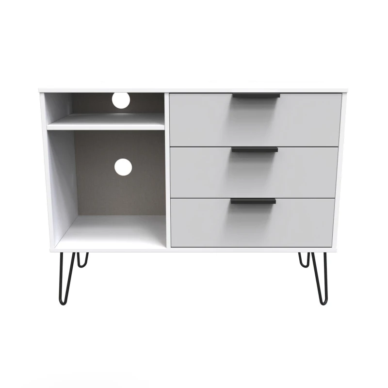 Image of Fuji 3 Drawer TV Unit In Grey Matt & White (Ready Assembled)