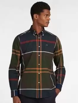 Image of Barbour Dunoon Tailored Shirt - Green, Tartan, Size S, Men