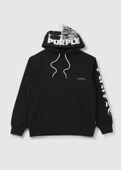 Image of Purple Brand Mens Gothic Wordmark Hoodie In Black