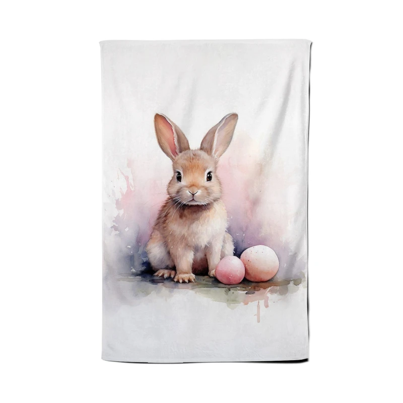 Image of Warren Reed - Designer Whimsical Watercolour Easter Bunny Tea Towel Multicolor Unisex