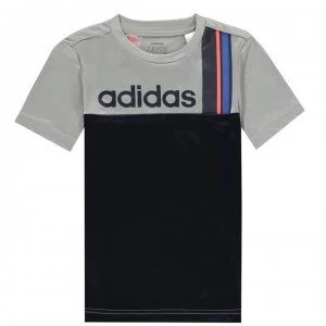Image of adidas Stripe T-Shirt Junior Boys - Grey/Nvy/Blu/Re