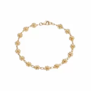 Image of Daisy London Jewellery 925 Sterling Silver and 18ct Gold Plate Sixteen Bellis Daisy Chain Bracelet 18ct Gold Plate