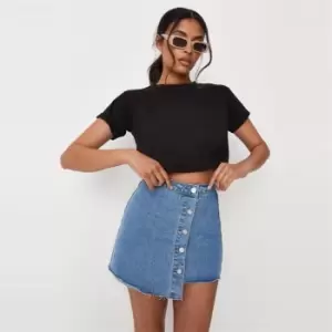 Image of Missguided Asymmetrical Denim Skirt - Blue