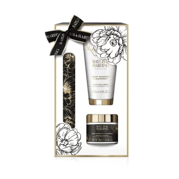 Image of Baylis & Harding Sweet Mandarin & Grapefruit Manicure Set. Contains 70g Jar Hand Scrub, 50ml Tube Hand & Nail Cream & Printed Nail Fil