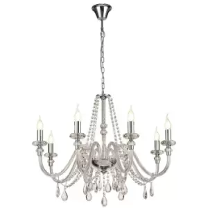 Image of Chandelier Ceiling Pendant, 8 Light E14, Polished Chrome, Clear Glass, Crystal, (ITEM REQUIRES CONSTRUCTION, CONNECTION) - Luminosa Lighting