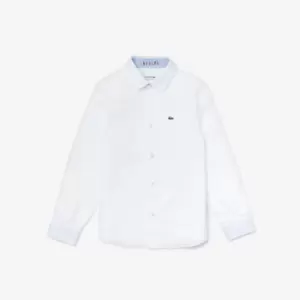 Image of Lacoste Boys' Contrast Finishes Oxford Cotton Shirt Size 14 yrs White