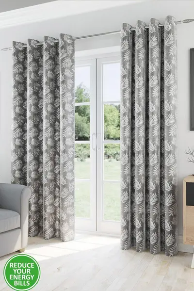 Image of Oakland Leaf Print Eyelet Curtain