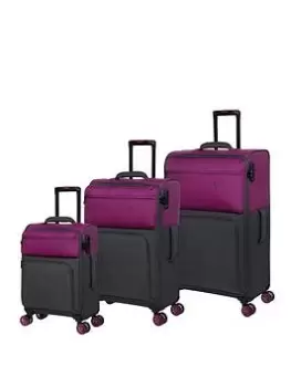 Image of IT Luggage Duo Tone Fuchsia/Magnet 8 Wheel Suitcase 3Pcs Set