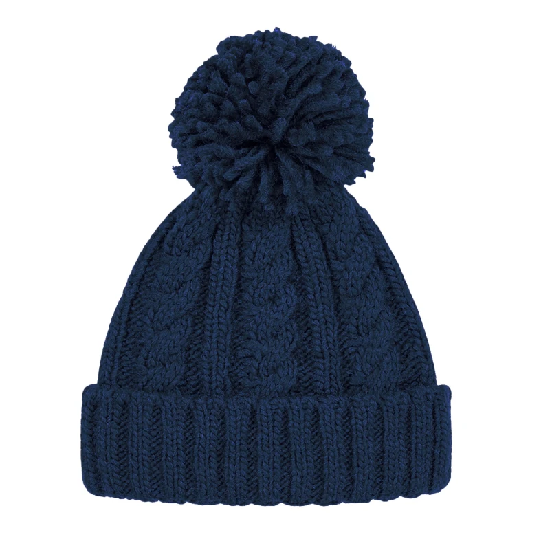 Image of Beechfield Beechfield Men Unsiex Cable Knit Melange Beanie in Navy Navy One Size Male 5059444495229
