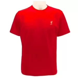Image of Liverpool FC Mens Embroidered T-Shirt (XL) (Red/White)