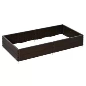 Image of Outsunny Raised Garden Bed For Veggies Flowers 6 Panels Outdoor Planter Box - Brown