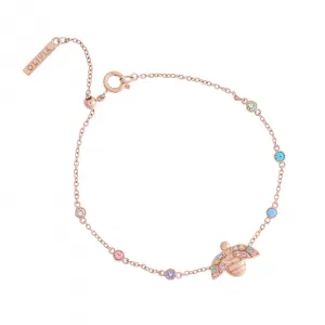 Image of Olivia Burton Womens Rainbow Bee Rainbow Bee Chain Bracelet - Rose Gold