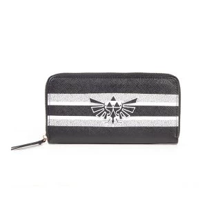 Image of Nintendo - Hyrule Royal Crest With Stripe Pattern Unisex Purse Wallet - Black/White