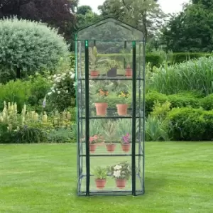 Image of Mini Greenhouse 4 Tier with Plastic Cover - Green