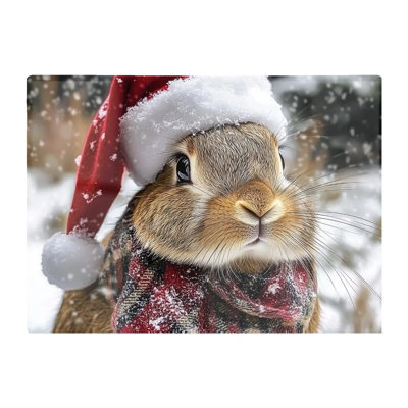 Image of Warren Reed Designer Christmas Brown Rabbit Glass Chopping Board