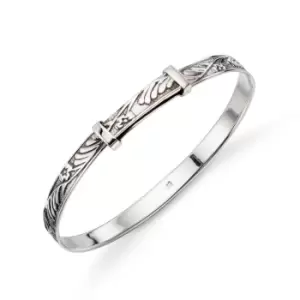 Image of JG Signature Childrens Silver Floral Expanding Baby Bangle