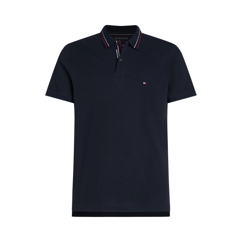 Image of Tommy Hilfiger Placket Interest Polo Shirt Desert Sky L