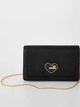 Image of Love Moschino Pleated Detail Cross-Body Bag - Black