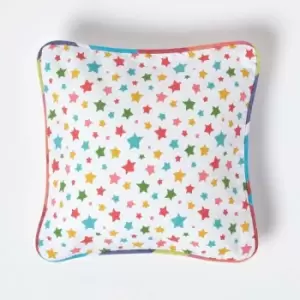 Image of Cotton Multi Colour Stars Cushion Cover, 30 x 30cm - Multi Colour - Homescapes