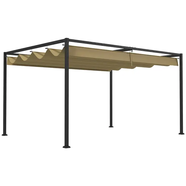 Image of Metal Pergola Gazebo Patio Sun Shelter Retractable Canopy