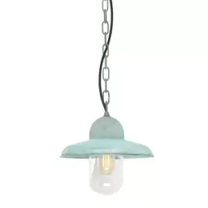 Image of Outdoor IP44 1 Bulb Chain Lantern Verdigris LED E27 100W Bulb Hanging Light