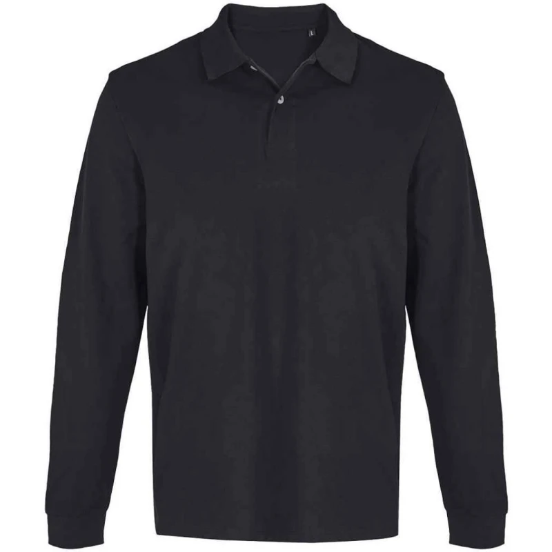 Image of SOL'S Mens Pique Long-Sleeved Polo Shirt in Black Size: XS Black Male XS