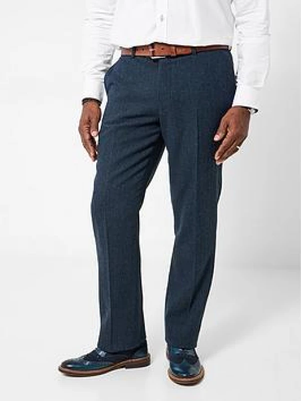 Image of Joe Browns Joe Browns Men Navy Herringbone Smart Trousers Size: 32R Navy 32R Male 5059953309611
